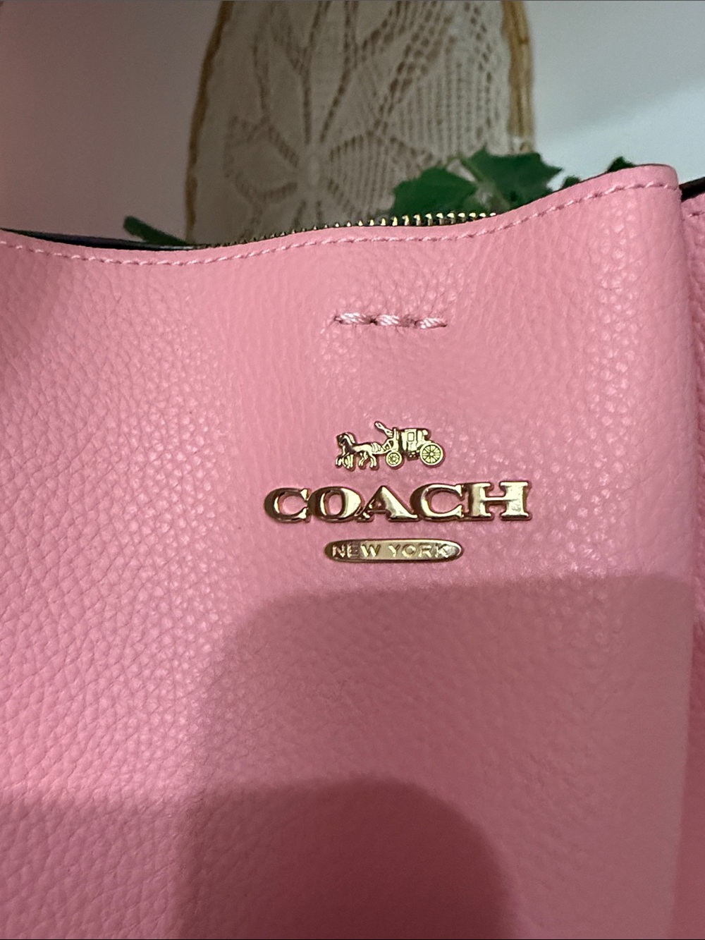 Coach Pink Pebbled Leather Shoulder Bag with Gold Hardware - Picture 3 of 9